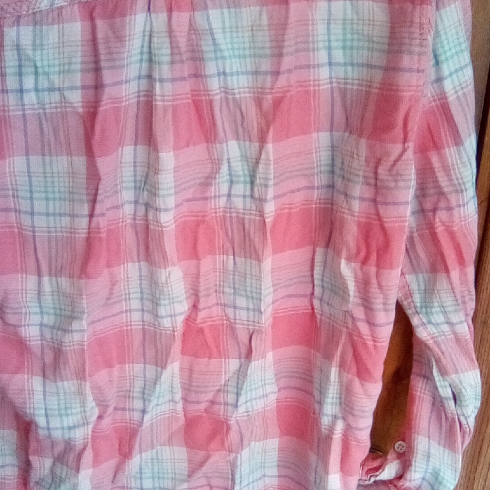 Sonoma Coral and Mint Plaid Shirt - Picture 10 of 10